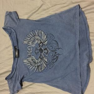 Harley Davidson Blue Boat Neck Short Sleeve Tee. Size Xsmall. Great Condition.